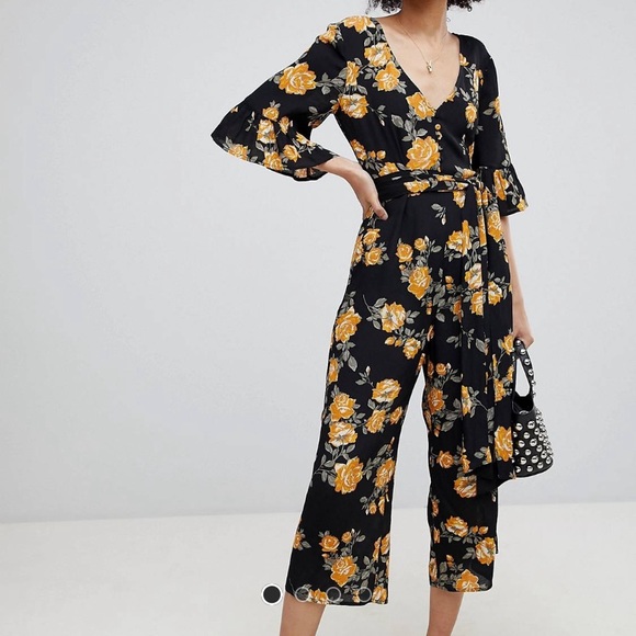 miss selfridge black floral dress